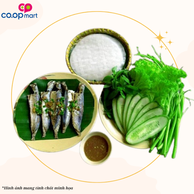 Cá nục hấp + rau sống