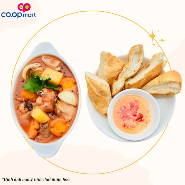 Gà nấu lagu + bánh mì