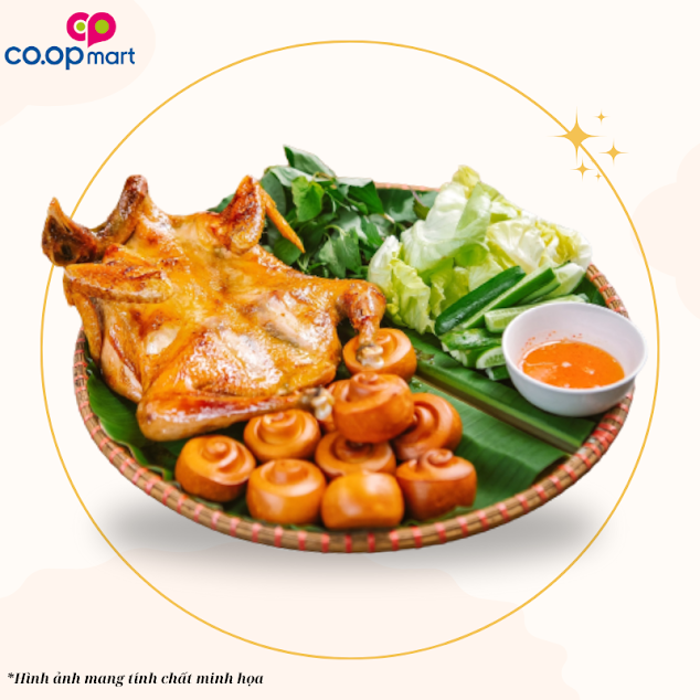 Gà nướng muối ớt + bánh bao