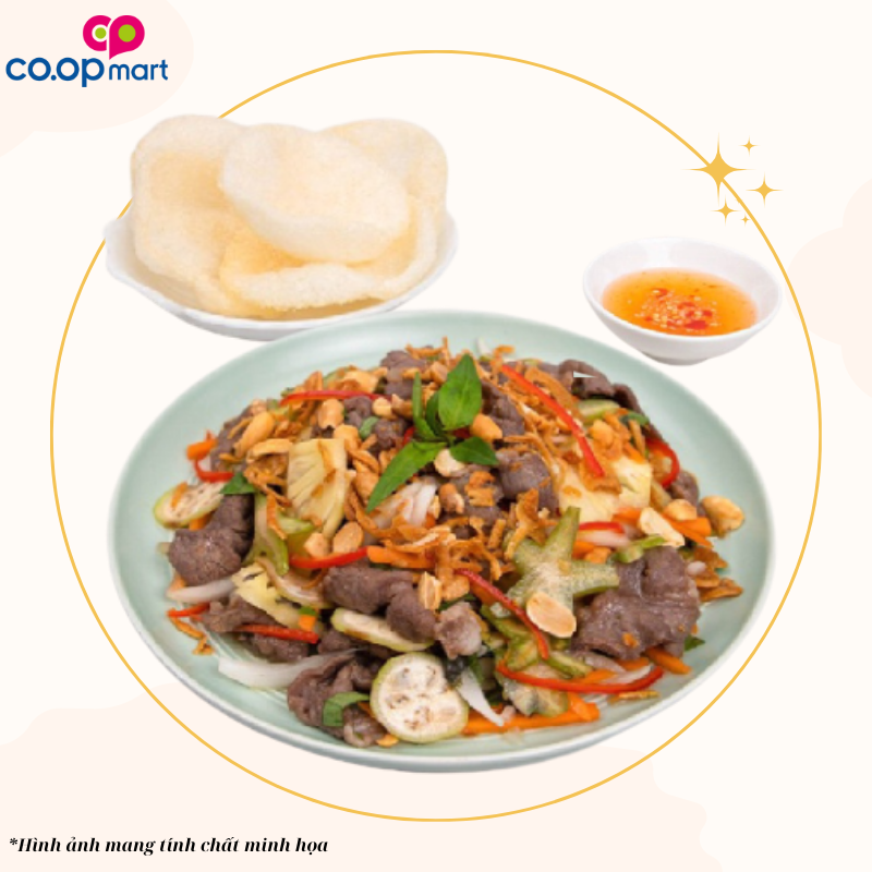 Gỏi bò bóp thấu + bánh phồng tôm