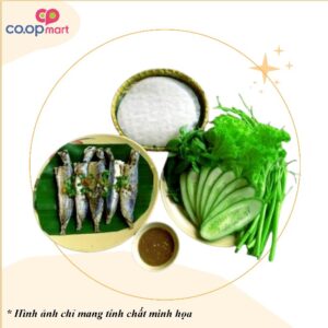 Cá nục hấp + rau sống