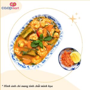 Tôm nấu cà ri + bánh mì (Theo thời giá)